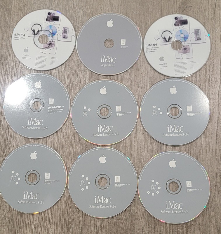 iMac Software Restore CD Disc Version 10.1.5 9.2.2 2002 (6 Discs)