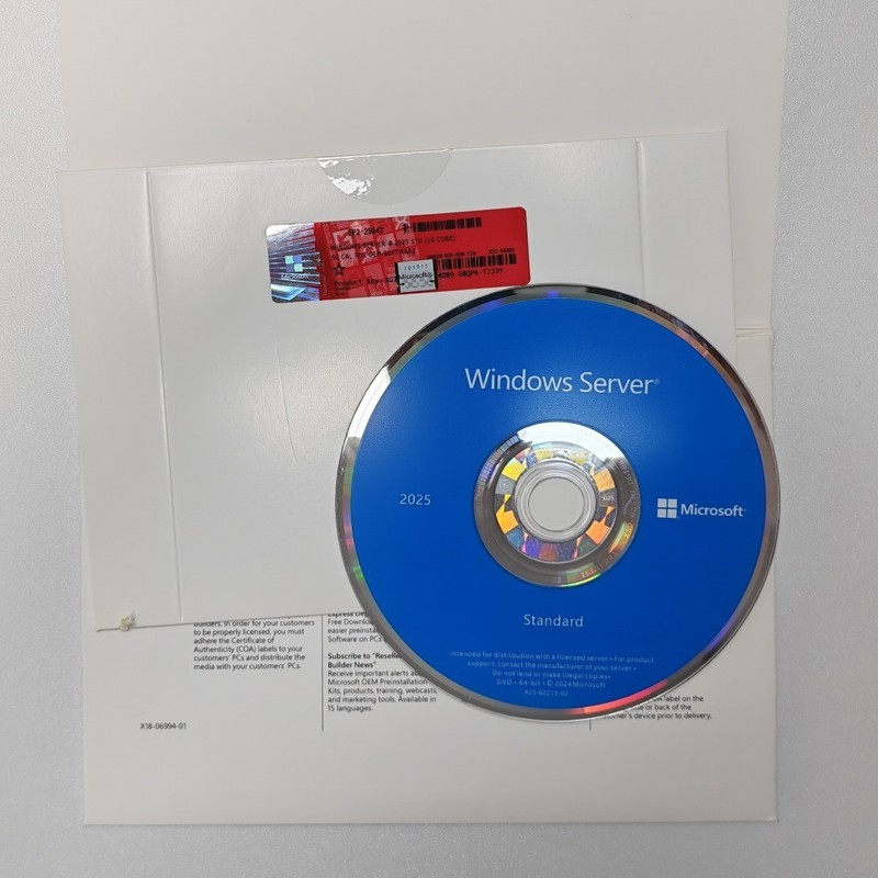 Microsoft Windows Server 2025 Standard 64Bit 16 Core 50 CALs DVD With Key Sealed gallery