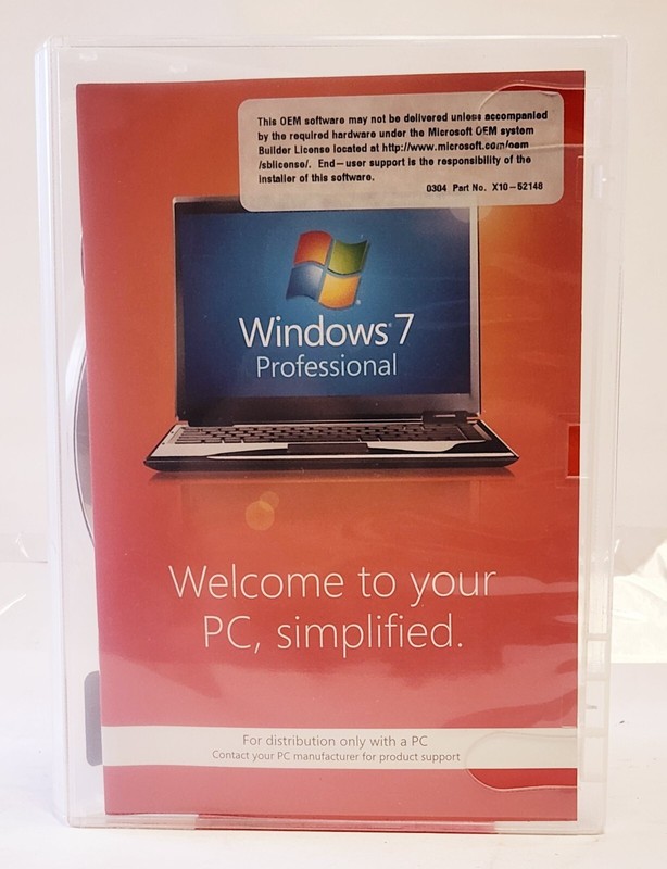 MICROSOFT WINDOWS 7 PRO 32 BIT SP1 OEM SYSTEM BUILDER PACK, W/ COA KEY (USED)