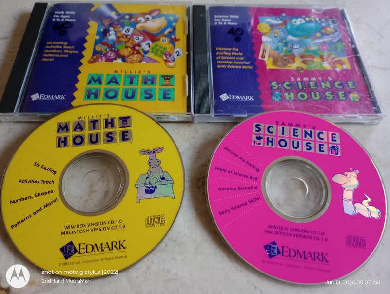 EDMARK MILLIE’S MATH HOUSE & SAMMY’S SCIENCE PC/MAC CD ROM GAME DISC LOT