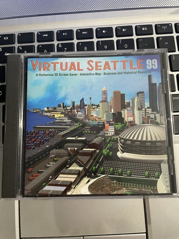 VIRTUAL SEATTLE 99 -3D SCREEN SAVER INTERACTIVE MAP -CD ROM FOR PC & MAC likenew