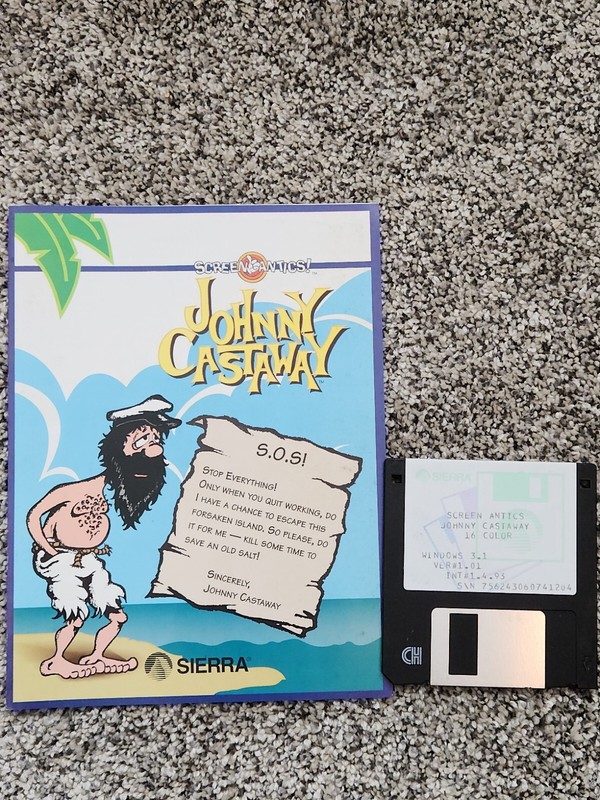 Johnny Castaway Screensaver – Floppy & Manual – Screen Antics (PC, 1992) HTF OOP