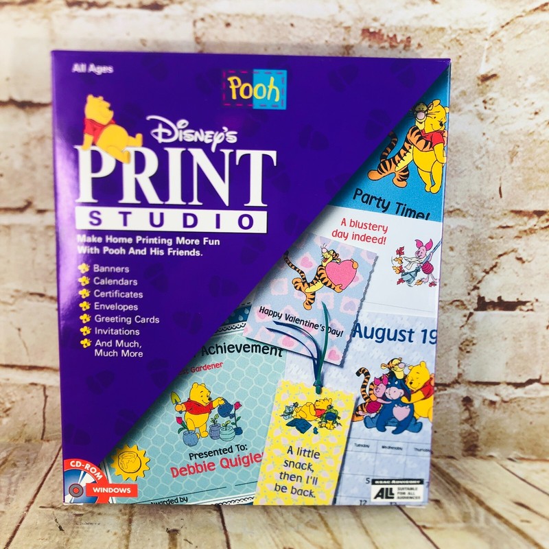 Disney’s PRINT STUDIO WINNIE THE POOH PC CD-ROM with Handbook