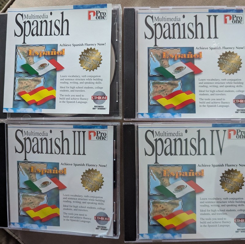 Multimedia Spanish I – IV Four CDs Achieve Spanish Fluency Now! Pro One PC CD
