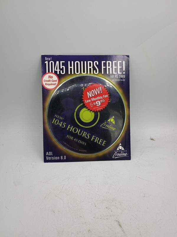 AOL 8.0 Plus CD Black Purple Gold 1025 Hrs Free Computer Software Factory Sealed gallery