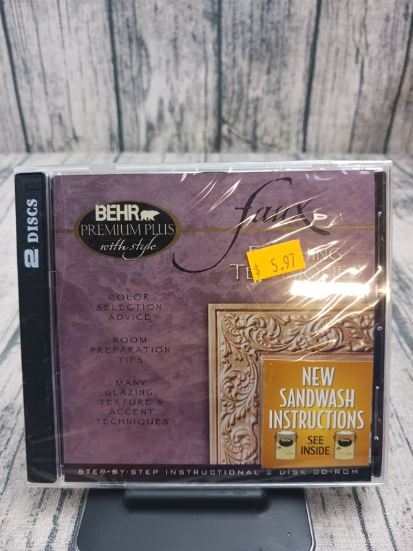 Behr NEW CD ROM Faux Finishing Techniques 2 CDs Instructional Win Mac PC 2003