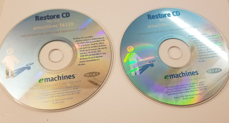 eMachines T4130 Desktop Restore Cd Set 2 disc Desktop - Good Condition gallery