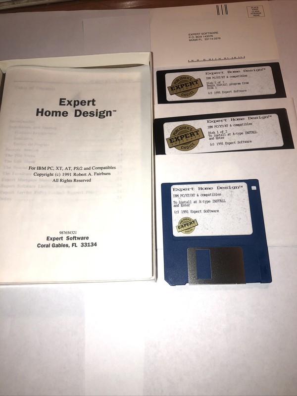 Expert Home Design IBM/Tandy 3.5" and 5.25" disks with box and manual( Open Box) gallery