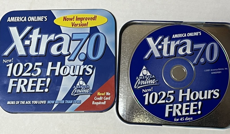 AOL CD Version 7.0 - 1025 Hours Free for 45 Days - New - Vintage Blue Tin gallery