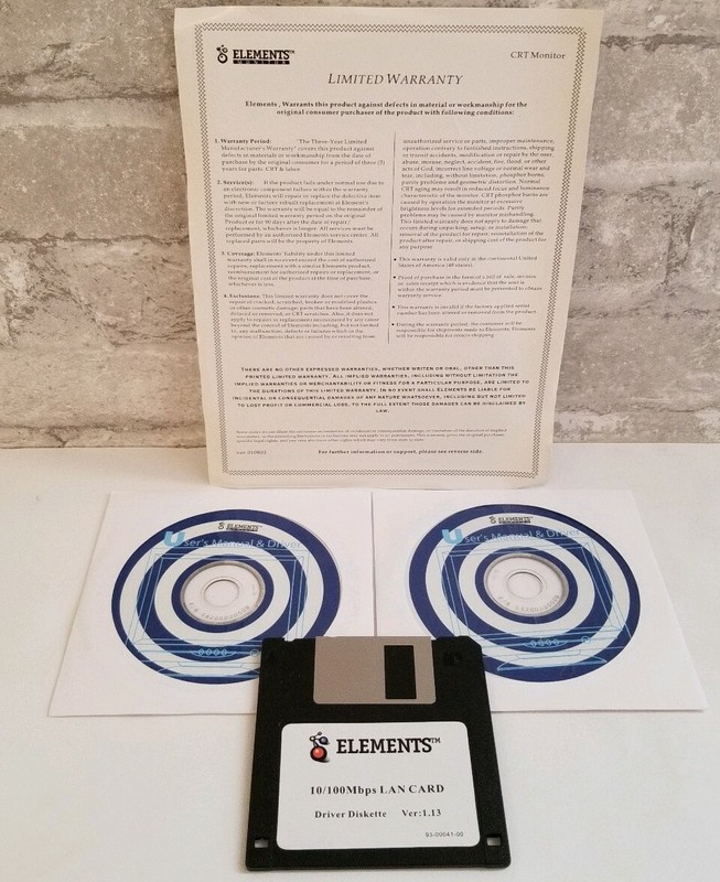 Elements Monitor LAN Card Manual Disc Installation Driver Floppy 3.5″ Disc CDs
