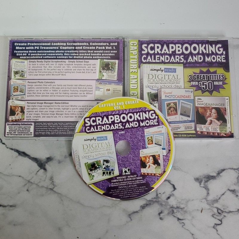 Scrapbooking Calendars and More,  VINTAGE Software, Windows 98/Me/XP – COMPLETE!