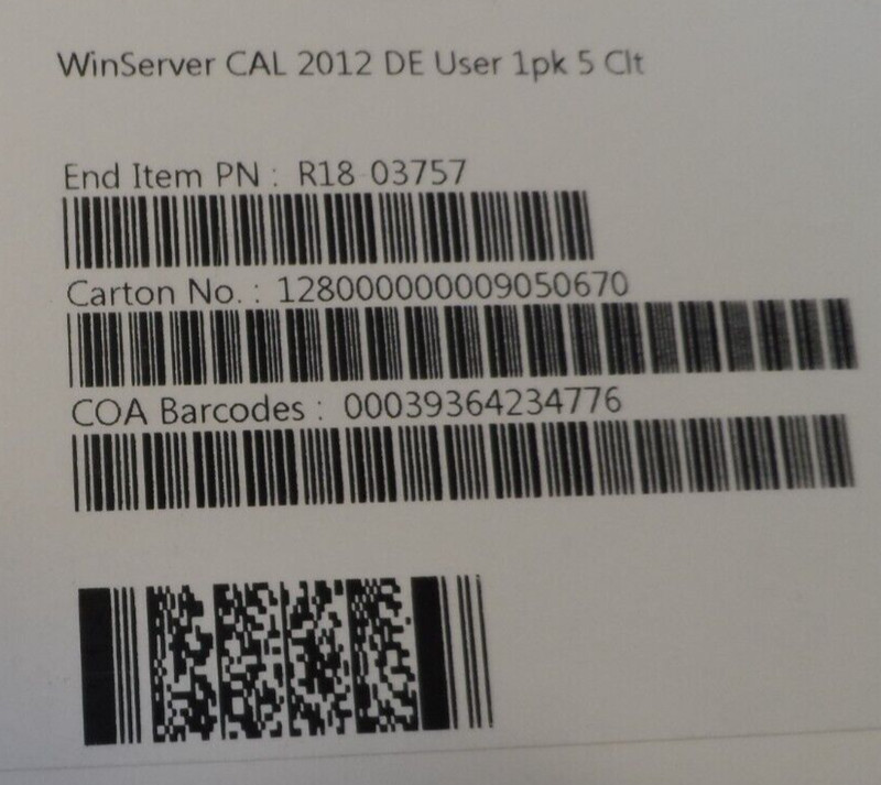 Genuine Windows Server 2012 5 User CALs German OEM License X18 45392 gallery