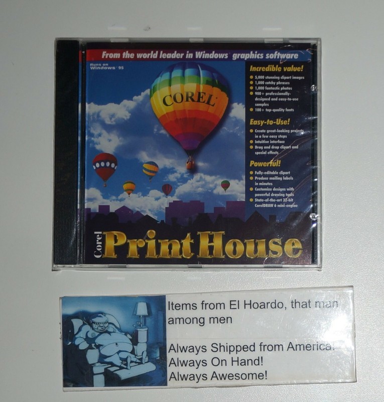 Corel Print House for Windows CD Runs on Windows 95 and IBM PC 486 DX Clipart