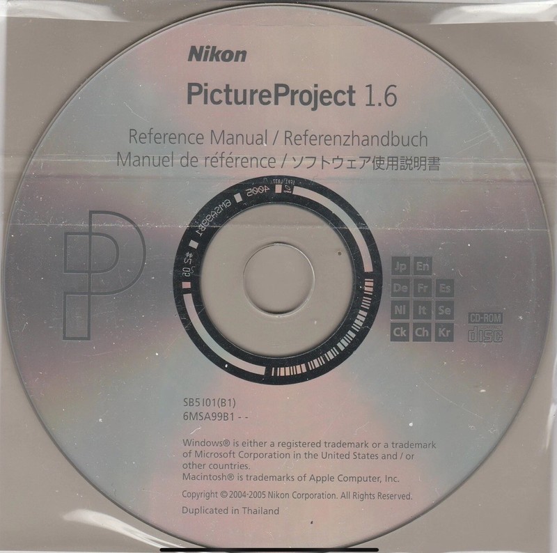Nikon Picture Project 1.6 for Win / Mac NAS CD-Rom by Nikon 2005 2 Disk gallery
