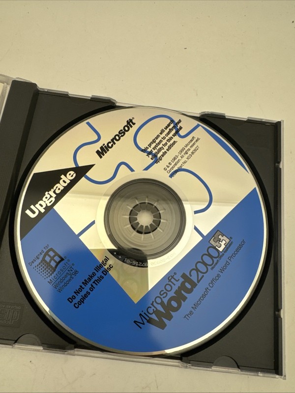 Vintage Microsoft Word 2000 Upgrade CD-ROM Windows 95 98 NT w/ Key gallery