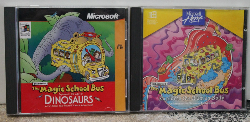Magic School Bus, vintage CD-ROM, Dinosaurs & Explores the Human Body, Microsoft
