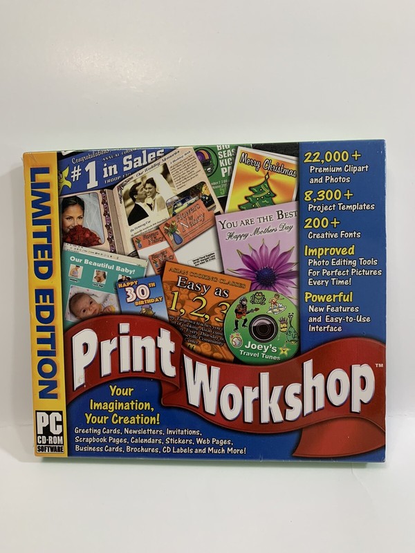 Print Workshop Limited Edition PC CD ROM Software Valusoft Create Cards Labels