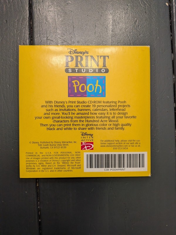 Disney Winnie the Pooh Print Studio (PC, Disney Interactive) Windows 95 CD-ROM gallery