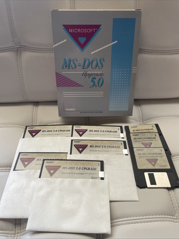 TANDY MS-DOS 5.0 Upgrade System on 5.25″ & 3.25 Floppy Disks Rare Vintage CPU