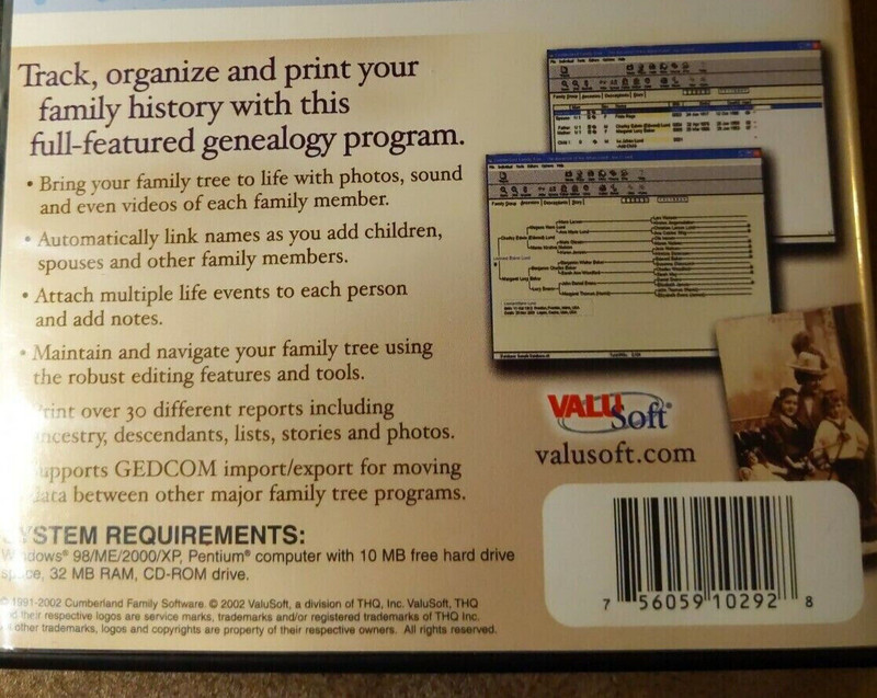 Cumberland Family Tree (Disc only, 1996) PC Valusoft gallery