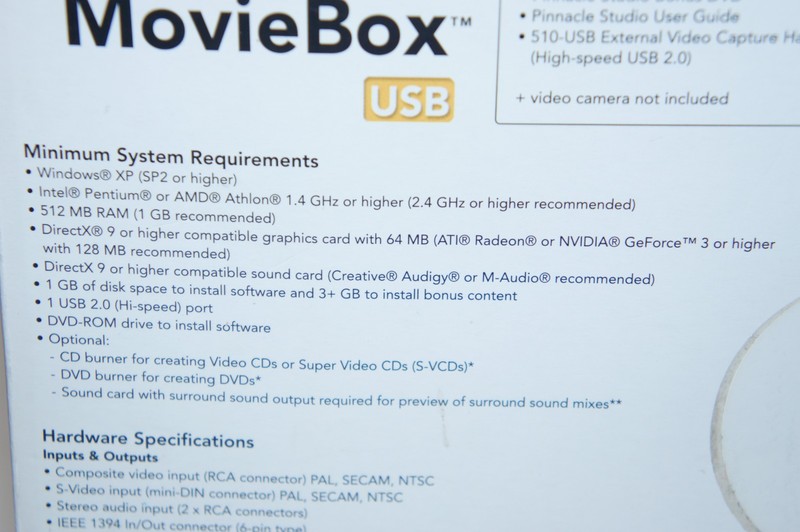 Pinnacle Studio MovieBox Video A/V Input Adapter to USB *OPEN BOX* gallery