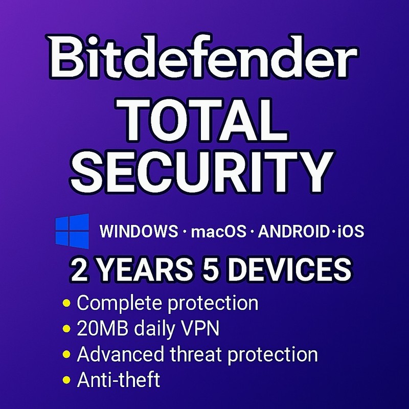 🔥 Bitdefender Total Security 🔥2 Years | 5 PC | Windows | MAC | Android 🔥