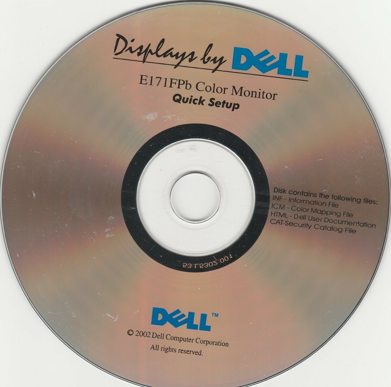 Displays by Dell ~ E171FPb Color Monitor Quick Setup ~ 2002 ~ CD-ROM