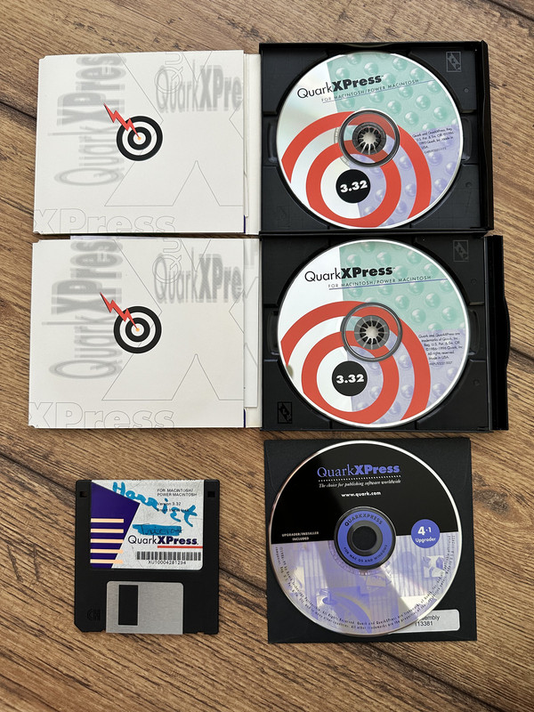 Vintage Quark Xpress Mac 3.32 with CD + floppy disk installers + 4.1 Upgrade CD