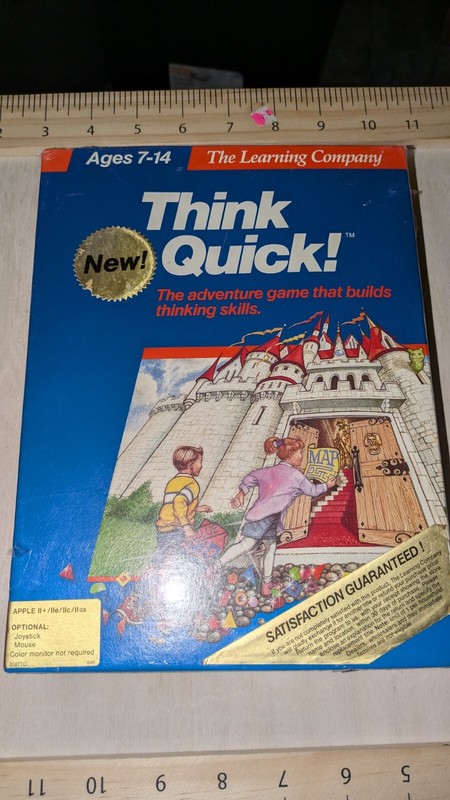 Apple II + /llc/llgs Learning Company’s Think Quick! . Unopened. NOS