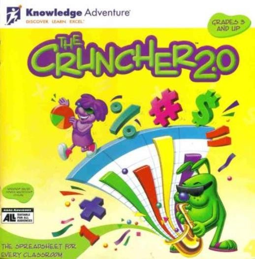 The Cruncher 2.0 PC MAC CD kids learn how to use spreadsheet tables, numbers etc