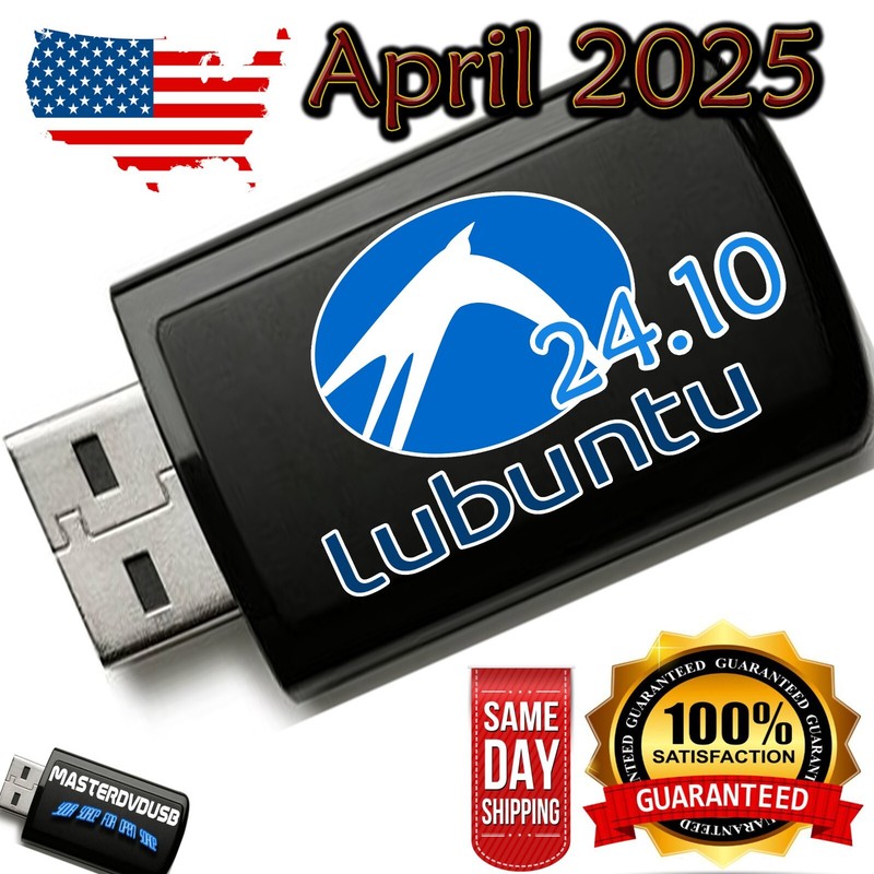 Lubuntu 24.10 Bootable USB Live Installer 2025 – Same Day Shipping California