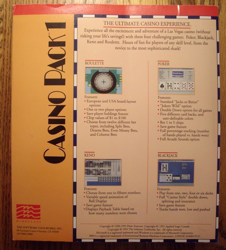 Casino Pack 1 - 3.5" disk & user's guide - Poker - Roulette - Keno - Blackjack gallery
