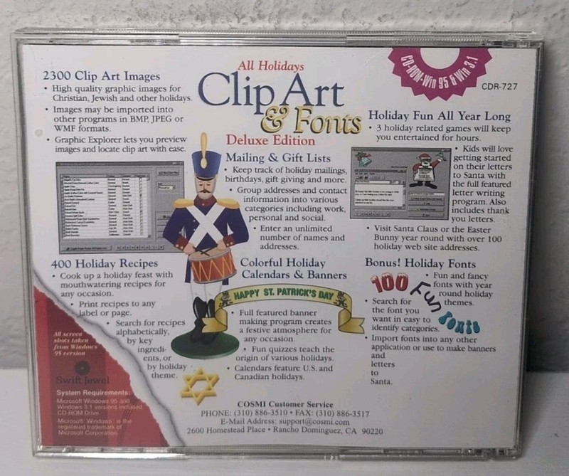 All Holidays Clip Art and Fonts Deluxe Edition CD ROM Windows 95/3.1 VTG B342 gallery