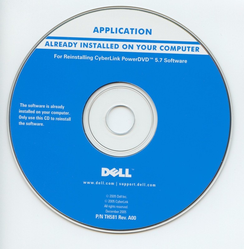 Dell Application for Reinstalling CyberLink PowerDVD 5.7 – CD ONLY