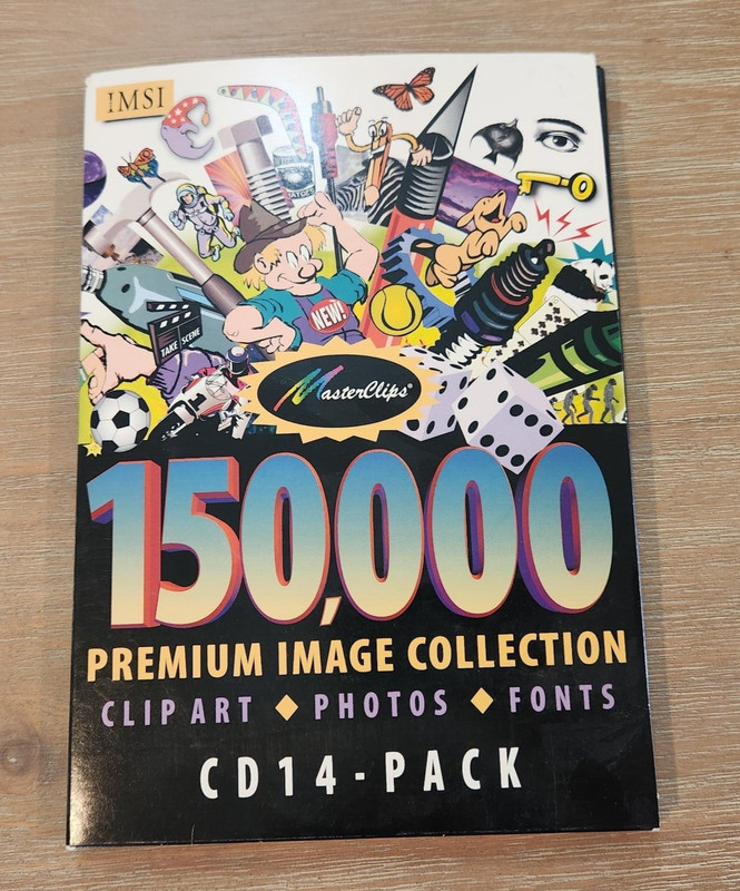 Master Clips 150,000 Premium Image Collection Fonts Art CD 14 Pack 1997 Windows