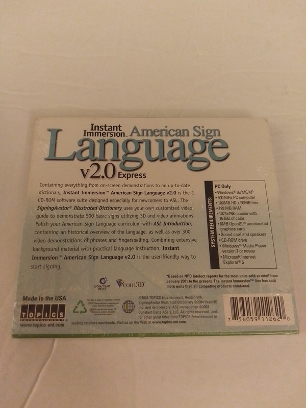 Instant Immersion American Sign Language v2.0 Express PC CD-ROM Brand New Sealed gallery