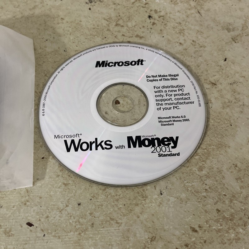 Microsoft Works 6.0 with Money 2001 Standard CD Install Disc Certificate of Auth gallery