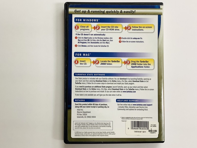 Turbotax 2008 Home & Business in One With State (Wind/Mac) FREE SHIPPING (G) gallery