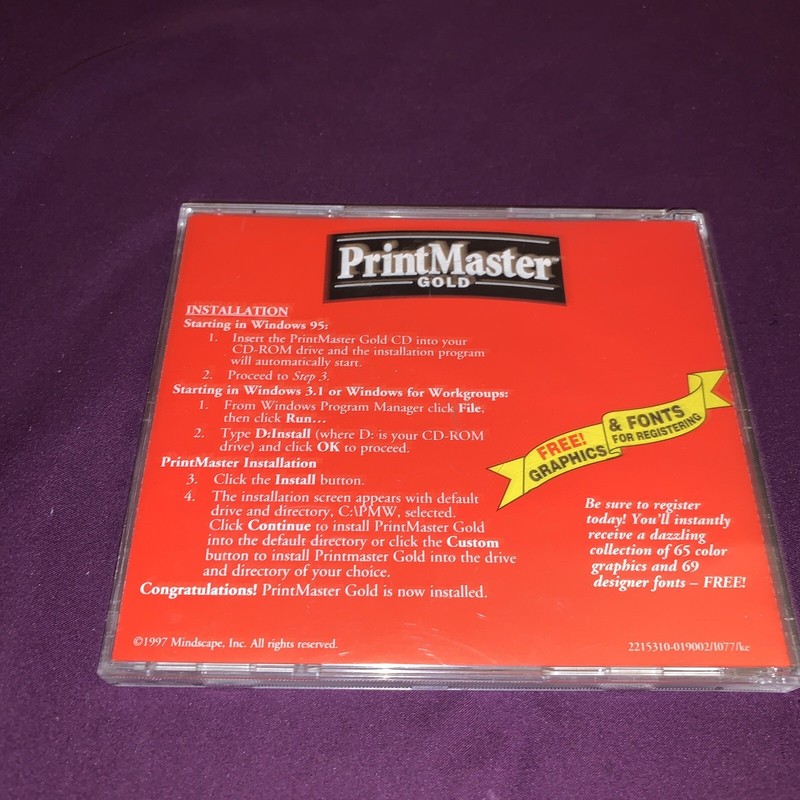 PrintMaster Gold Deluxe Version 4.0 Program 1997 CD-ROM WINDOWS 3.1/95 gallery