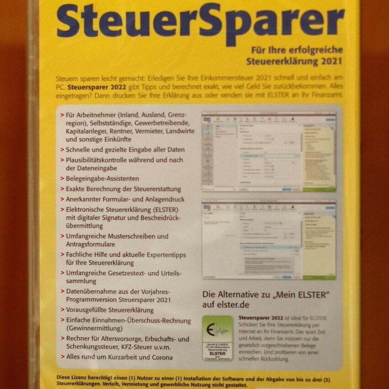 SteuerSparer 2022 CD-R0M for tax return 2021 * new & 0VP * with download option gallery