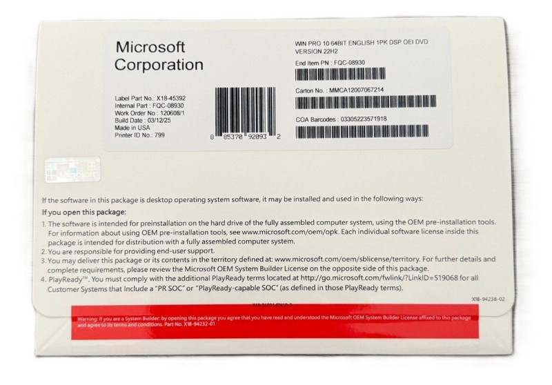 Windows 10 Pro 64 Bit DVD + Product Key & Factory Sealed & Free shipping#