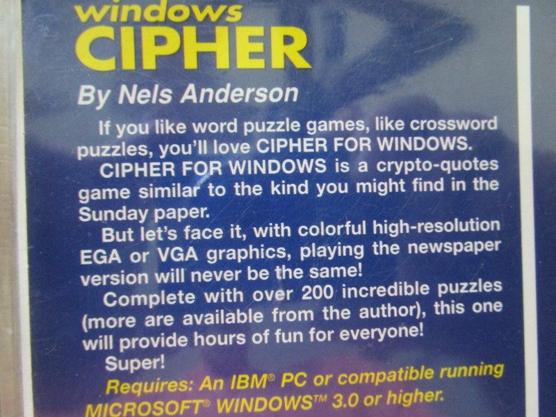 Vintage - WINDOWS CIPHER for Windows - 3 1/2" Disk - E10H-3 gallery