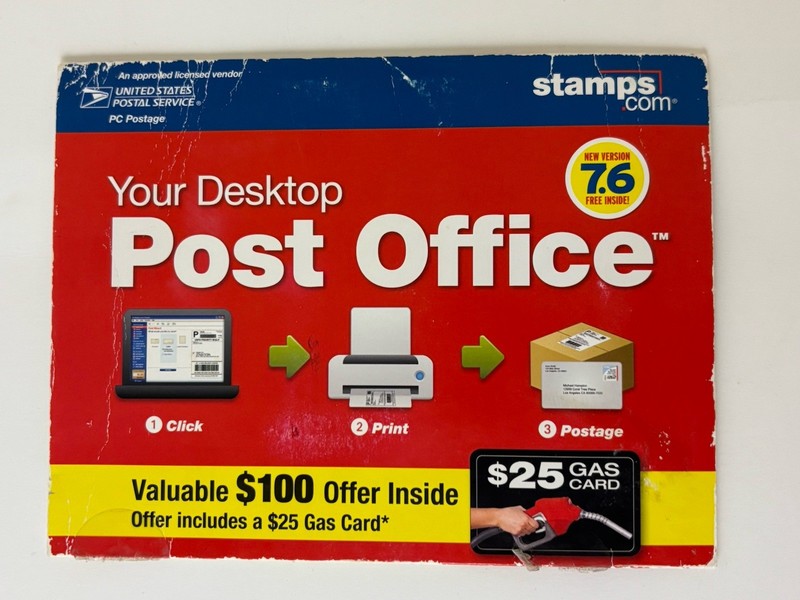 PC Software CDROM Your Desktop Post Office Stamps.com 1998-2009 V.7.6 Sleeve