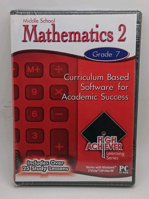 High Achiever- Middle School Mathematics 2 (Grade 7) PC CD-ROM -NEW SEALED