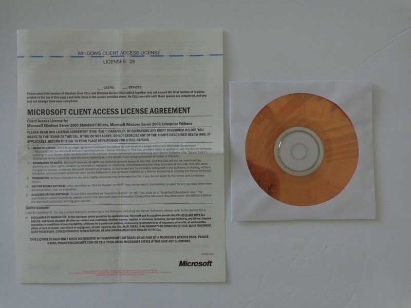 Microsoft Windows Server 2003 Enterprise (New ! sealed cd +Key Code +25 CAL )