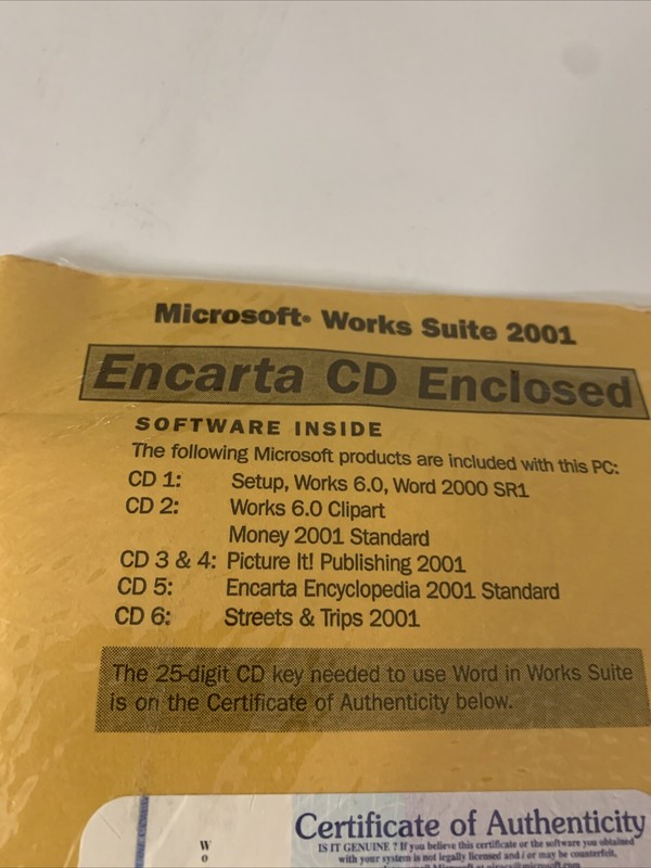 Microsoft Works Suite 2001 Word 2000 Money 2001 Encarta Picture It Money NEW gallery