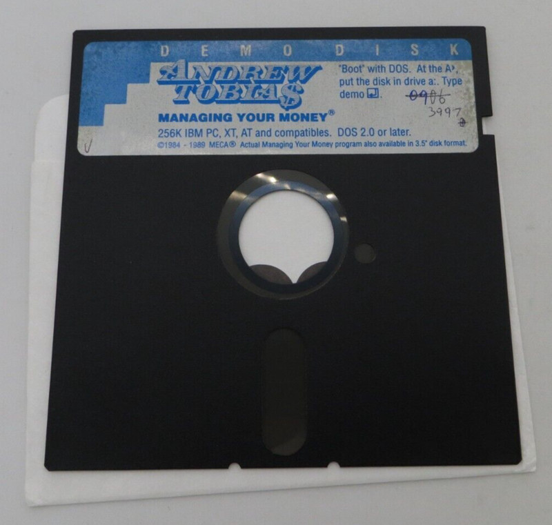 Andrew Tobia$ Managing Your Money 5.25″ Floppy Disk computer program demo disc *