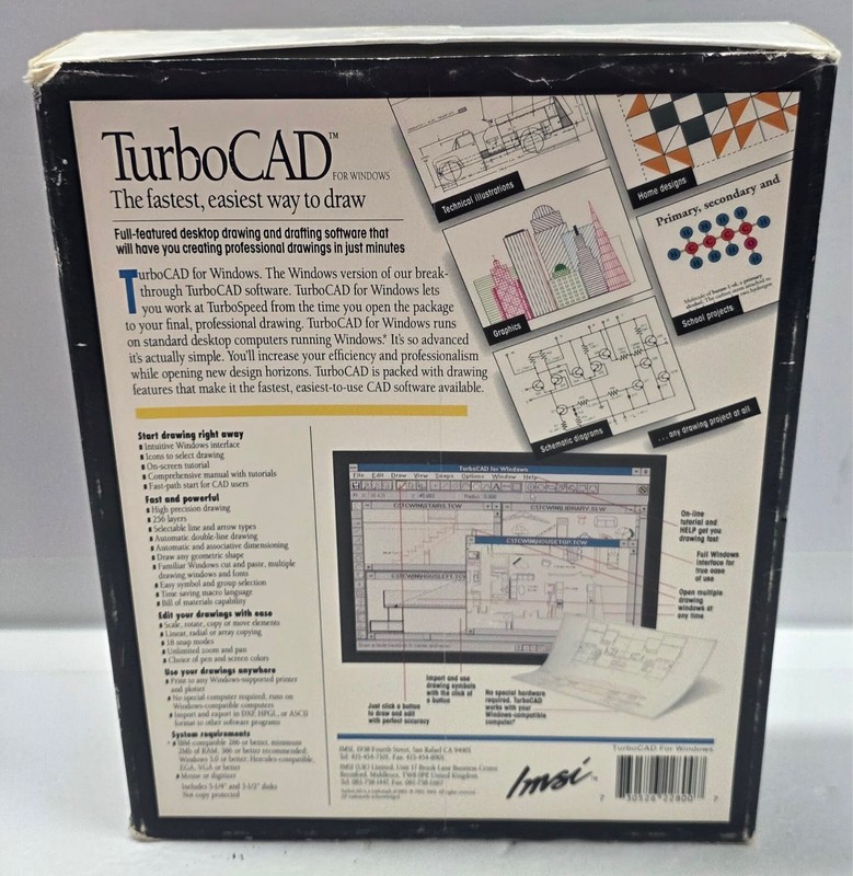 VINTAGE 1992 IMSI TurboCAD For Windows, 3.5" Discs - Design Drafting Software gallery