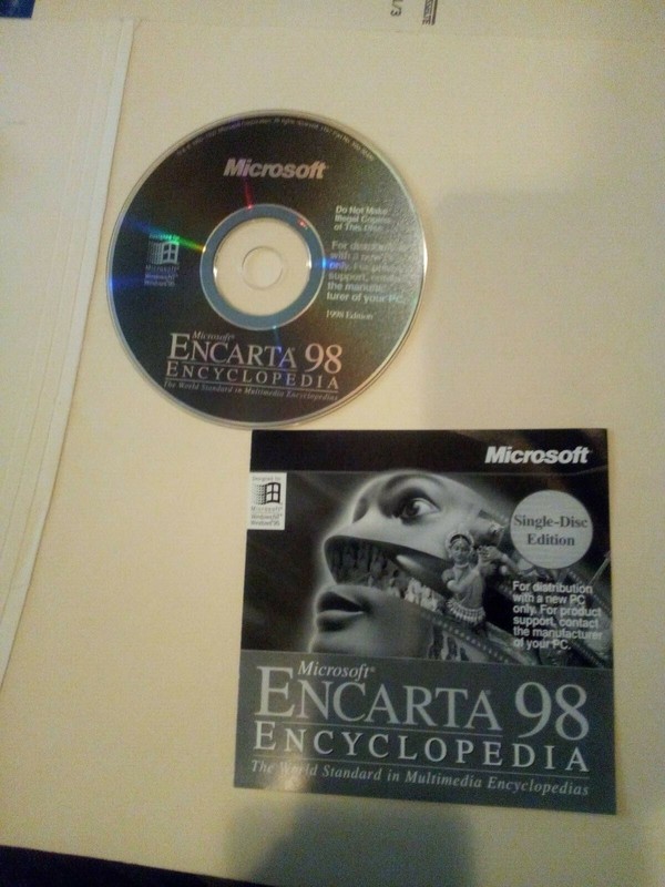 MICROSOFT ENCARTA 98 ENCYCLOPEDIA COMPUTER SOFTWARE CD and Setup Booklet