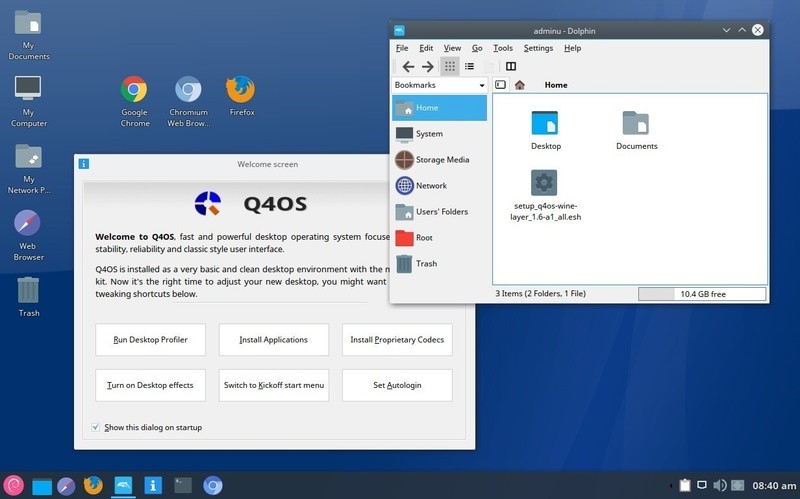 Linux Q4OS Aquarius Trinity 64bit for Elderly PCs USB AMD64 Canada economy ship gallery